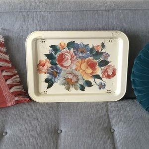 Vintage Floral Metal Tray